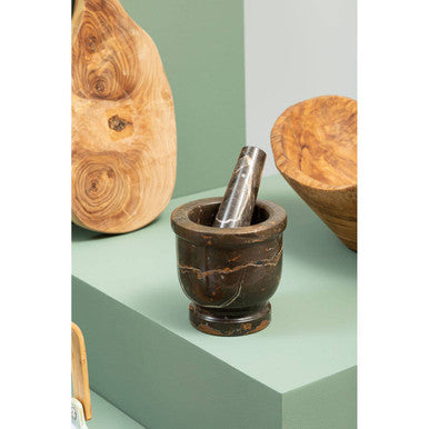 Orsina Black and Gold Marble Mortar and Pestle – Stone Spice Grinder