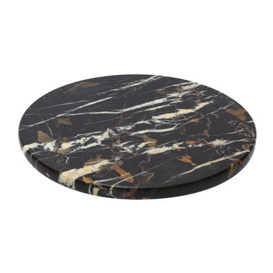 Orsina Marmore Black and Gold Marble Lazy Susan – Rotating Serving Tray