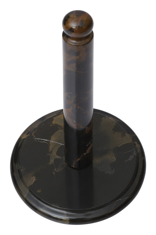 Orsina Marmore Black and Gold Marble Kitchen Roll Holder - Weighted Base