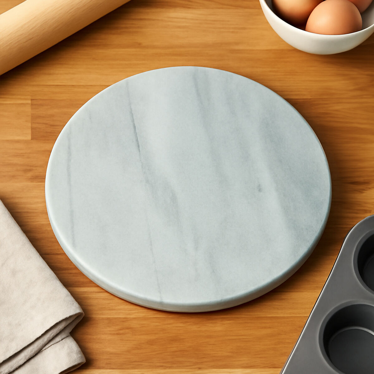 Orsina Salerno White Marble Round Chopping and Serving Board