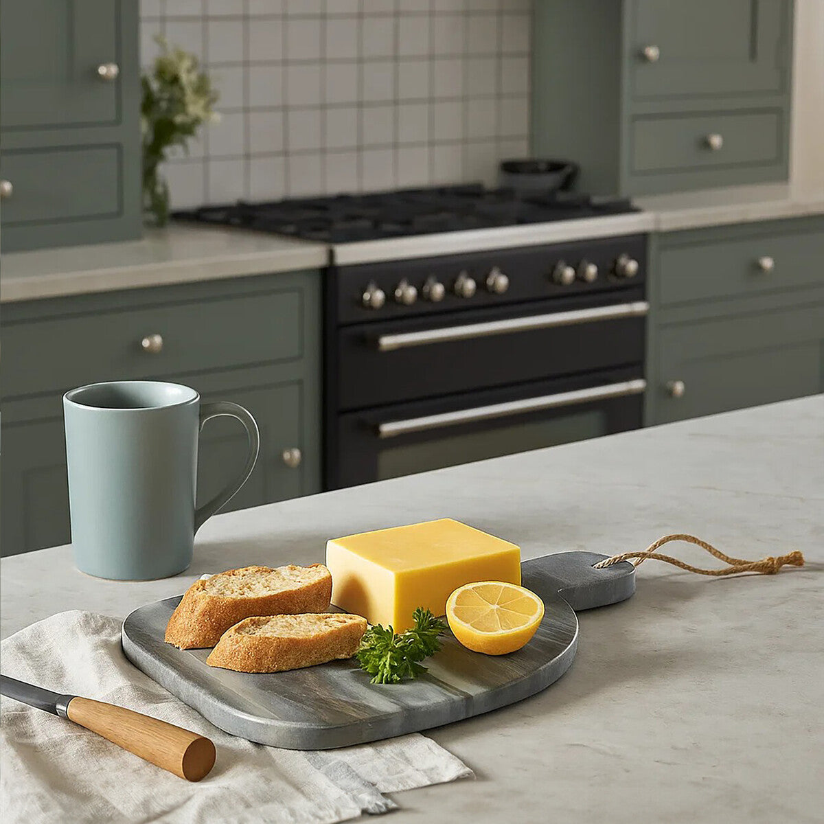 Orsina Marmore Rounded Grey Marble Chopping and Serving Board