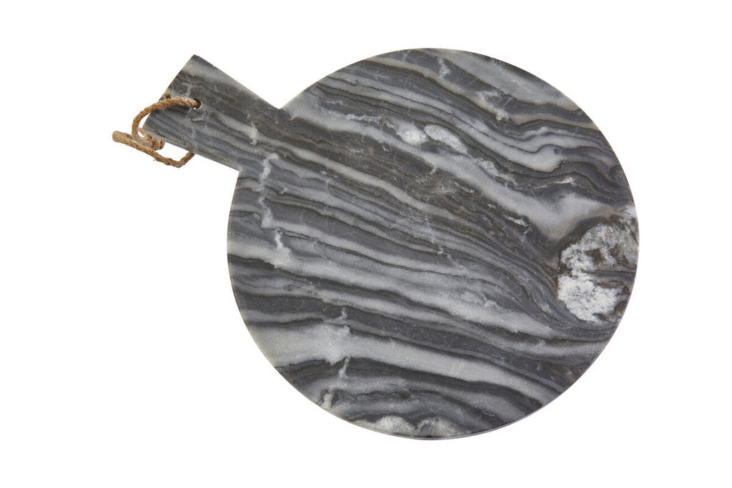 Orsina Grey Marble Round Serving Board – Paddle Charcuterie Platter