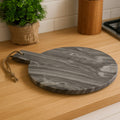 Orsina Grey Marble Round Serving Board – Paddle Charcuterie Platter