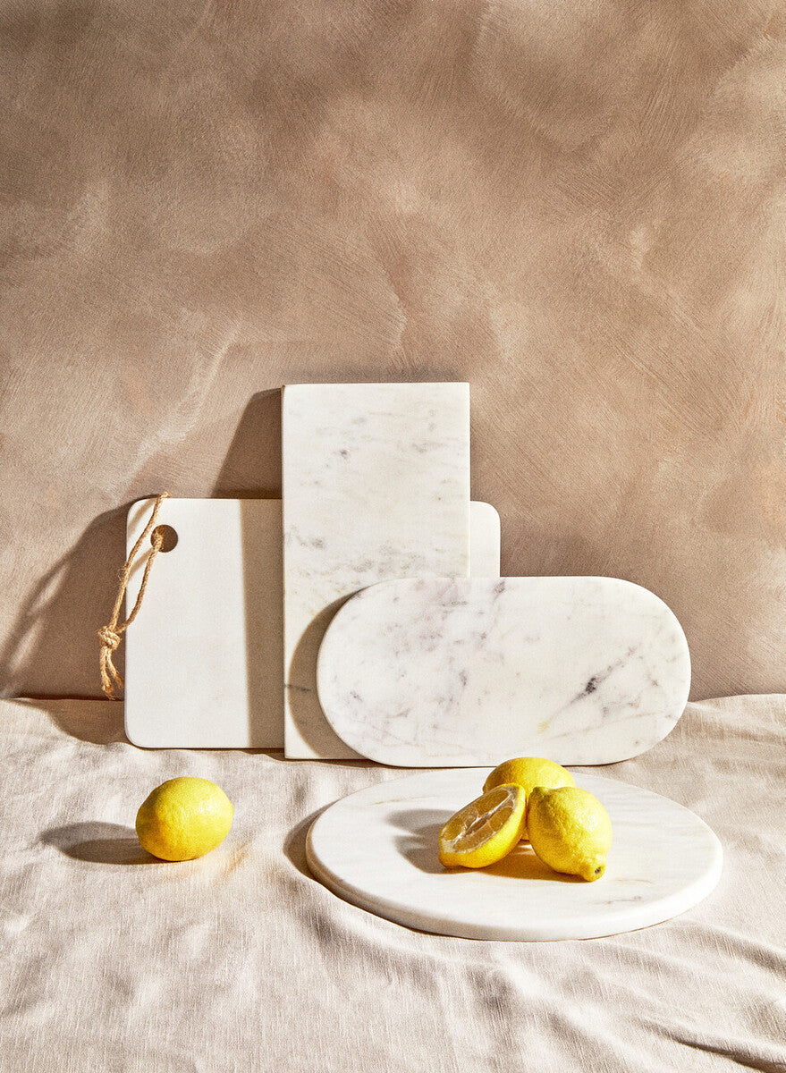 Orsina Salerno White Marble Rectangular Chopping and Serving Board