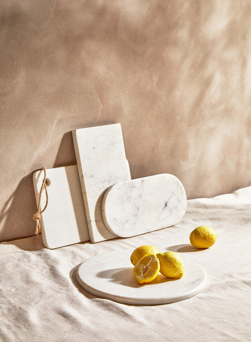 Orsina Salerno White Marble Rectangular Chopping and Serving Board
