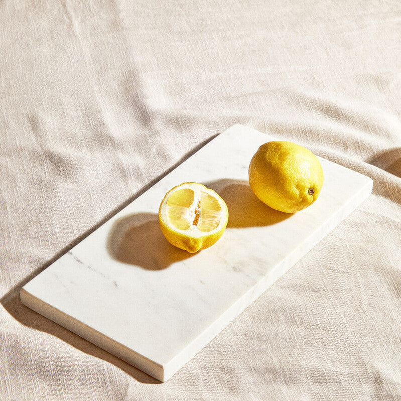 Orsina Salerno White Marble Rectangular Chopping and Serving Board