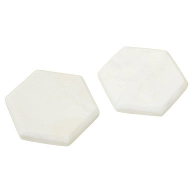 Orsina White Marble Hexagonal Coasters – Set of 4 Modern Stone Coasters