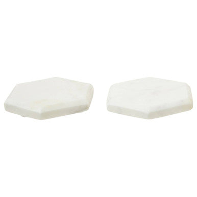 Orsina White Marble Hexagonal Coasters – Set of 4 Modern Stone Coasters