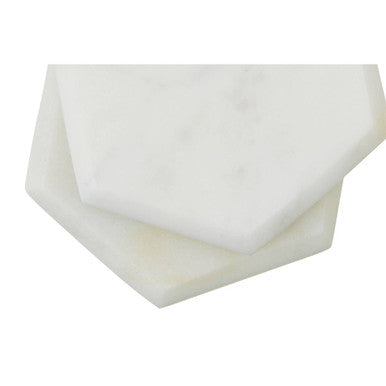 Orsina White Marble Hexagonal Coasters – Set of 4 Modern Stone Coasters
