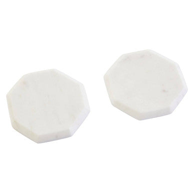 Orsina Kindia White Marble Octagonal Coasters – Set of 4 Stone Coasters