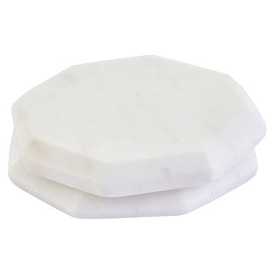 Orsina Kindia White Marble Octagonal Coasters – Set of 4 Stone Coasters