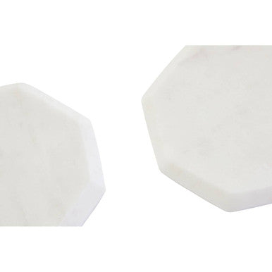 Orsina Kindia White Marble Octagonal Coasters – Set of 4 Stone Coasters