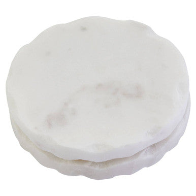 Orsina White Marble Coasters – Set of 4 Rustic Edge Stone Coasters