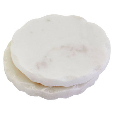 Orsina White Marble Coasters – Set of 4 Rustic Edge Stone Coasters