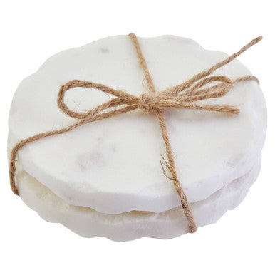 Orsina White Marble Coasters – Set of 4 Rustic Edge Stone Coasters