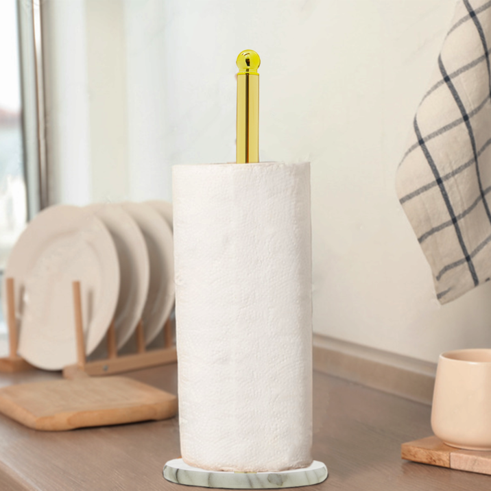 Orsina Gold Paper Towel Holder – Kitchen Roll Stand with Marble Base