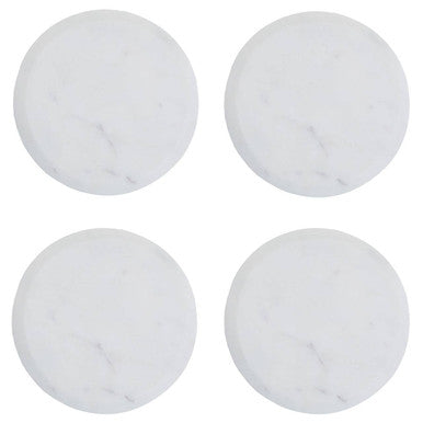 Orsina White Marble Coasters – Set of 4 Round Natural Stone Coasters