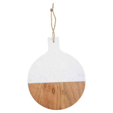 Orsina Large Marble and Acacia Wood Paddle Board | Serving Platter