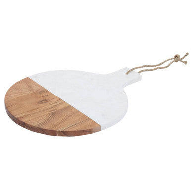Orsina Large Marble and Acacia Wood Paddle Board | Serving Platter