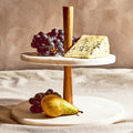 Orsina Monzaro 2-Tier Cake Stand – Marble and Acacia Wood Display