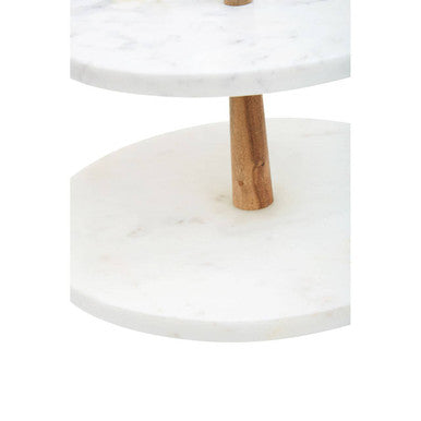 Orsina Monzaro 2-Tier Cake Stand – Marble and Acacia Wood Display
