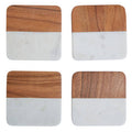 Orsina Monzaro Marble and Acacia Wood Coasters - Set of 4 Square