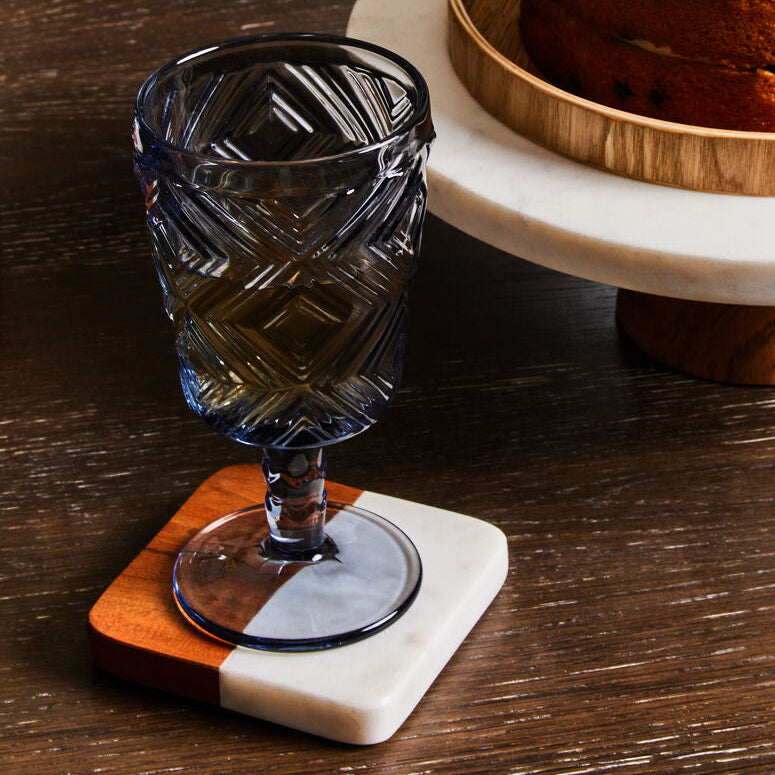 Orsina Monzaro Marble and Acacia Wood Coasters - Set of 4 Square
