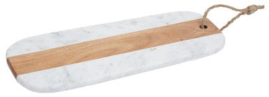Orsina Monzaro White Marble and Acacia Wood Oblong Serving Board
