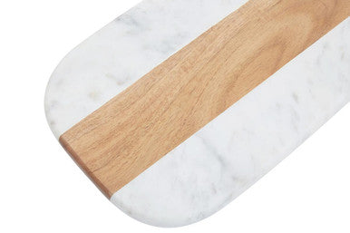 Orsina Monzaro White Marble and Acacia Wood Oblong Serving Board