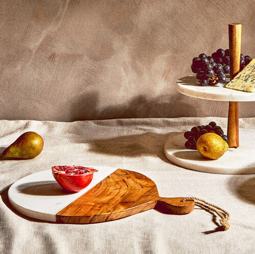 Orsina Monzaro Marble and Acacia Wood Small Serving Paddle Board