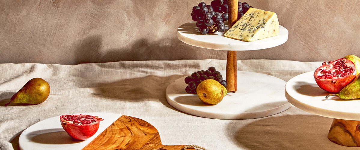 Orsina Monzaro Marble and Acacia Wood Small Serving Paddle Board