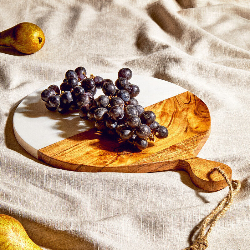 Orsina Monzaro Marble and Acacia Wood Small Serving Paddle Board