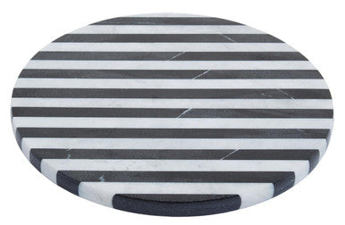 Orsina Soma Small Round Marble Cheese Board – Black and White
