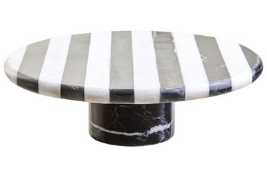 Orsina Soma Large Marble Cake Stand – Black and White Striped