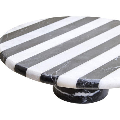 Orsina Soma Large Marble Cake Stand – Black and White Striped