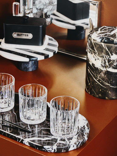 Orsina Soma Small Marble Round Cake Stand – Black and White