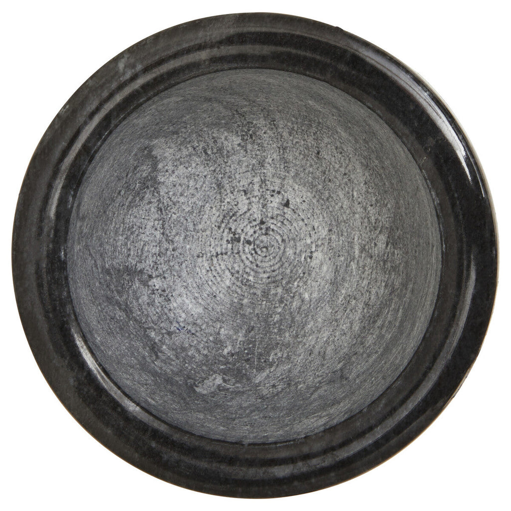 Orsina Marmore Black Marble Mortar and Pestle with Rim Spice Grinder