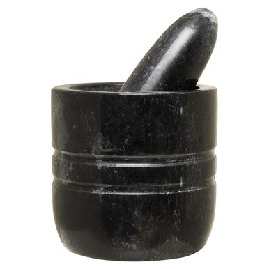 Orsina Marmore Black Marble Mortar and Pestle – Textured Stone Grinder