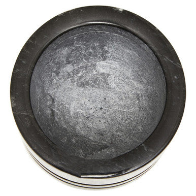 Orsina Marmore Black Marble Mortar and Pestle – Textured Stone Grinder