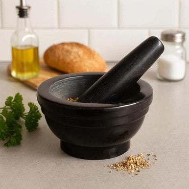 Orsina Brown Marble Mortar and Pestle – Natural Stone Spice Grinder