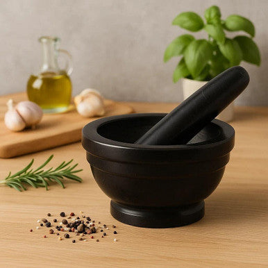 Orsina Brown Marble Mortar and Pestle – Natural Stone Spice Grinder