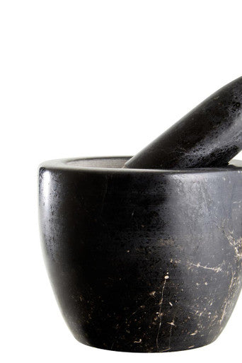 Orsina Marmore Black Marble Tapered Mortar and Pestle Spice Grinder