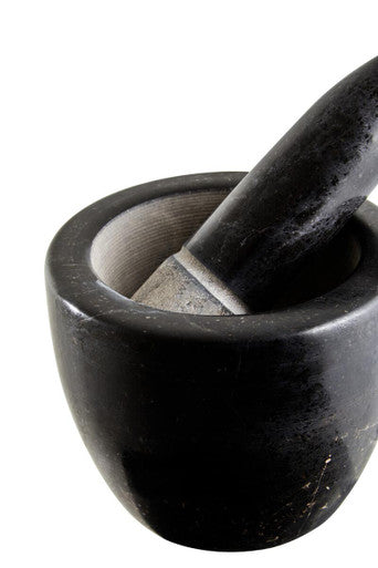 Orsina Marmore Black Marble Tapered Mortar and Pestle Spice Grinder
