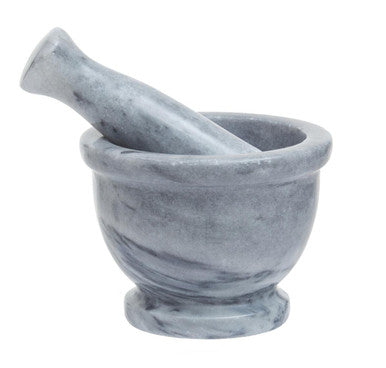 Orsina Salerno Grey Marble Mortar and Pestle with Rim - Stone Grinder