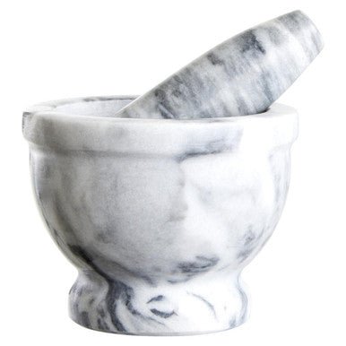 Orsina Salerno Grey Marble Mortar and Pestle with Rim - Stone Grinder
