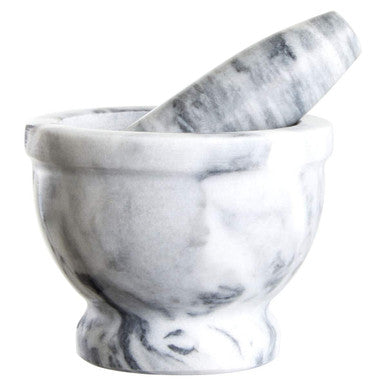 Orsina Salerno Grey Marble Mortar and Pestle with Rim - Stone Grinder