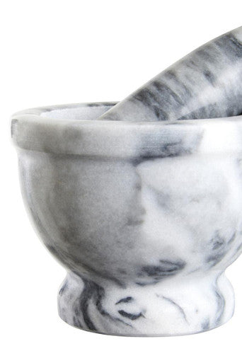 Orsina Salerno Grey Marble Mortar and Pestle with Rim - Stone Grinder
