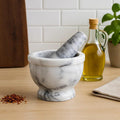Orsina Salerno Grey Marble Mortar and Pestle with Rim - Stone Grinder