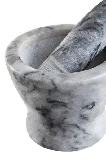 Orsina Salerno Grey Marble Curved Mortar and Pestle Spice Grinder