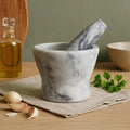 Orsina Salerno Grey Marble Curved Mortar and Pestle Spice Grinder